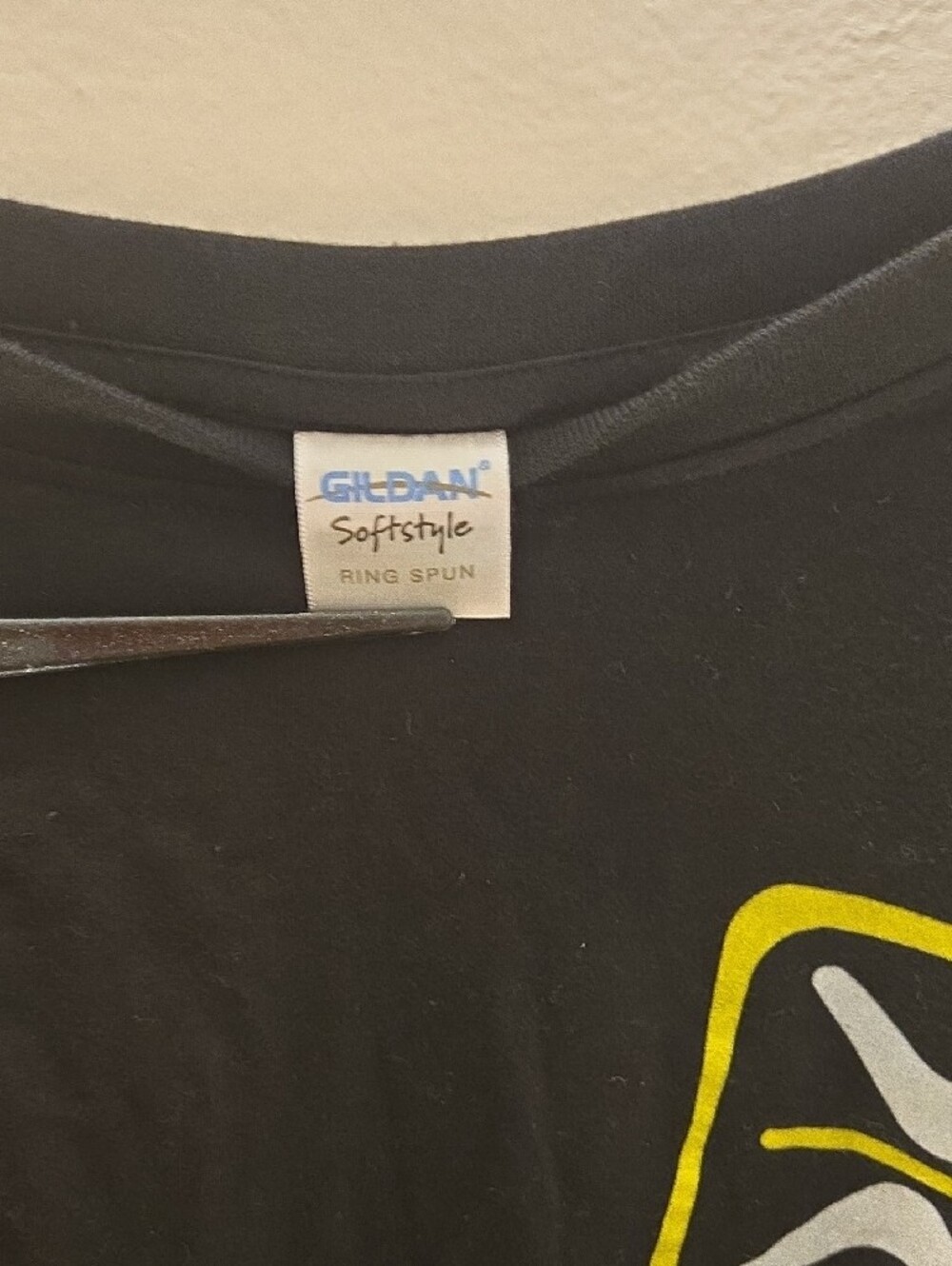 Gildan Black Short-Sleeve Tee with Yellow & White Chest Emblem - Picture 3 of 4